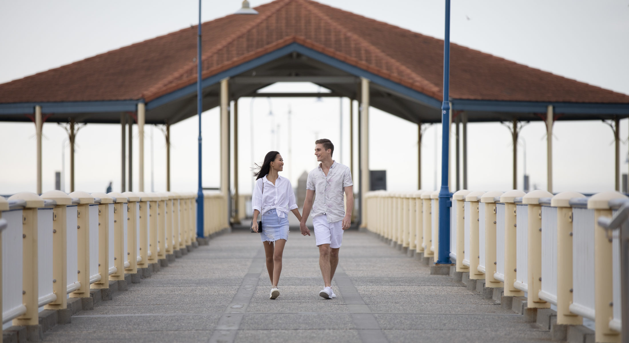 Young couple Redcliffe Jetty visit moreton bay region