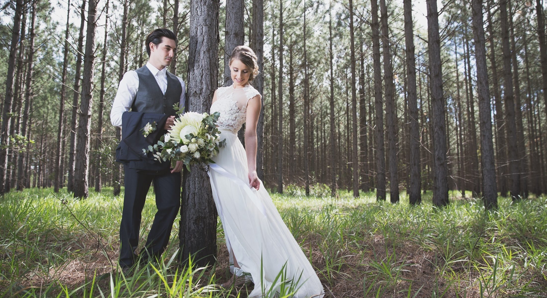 Moreton Bay Region Hinterland Weddings Couple In Woods