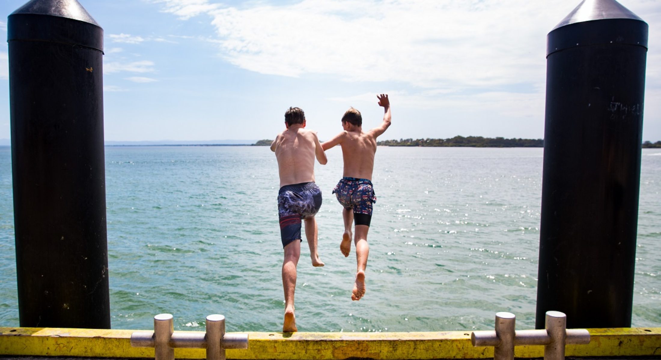 Jumping Off Bongaree Jetty Bribie Island