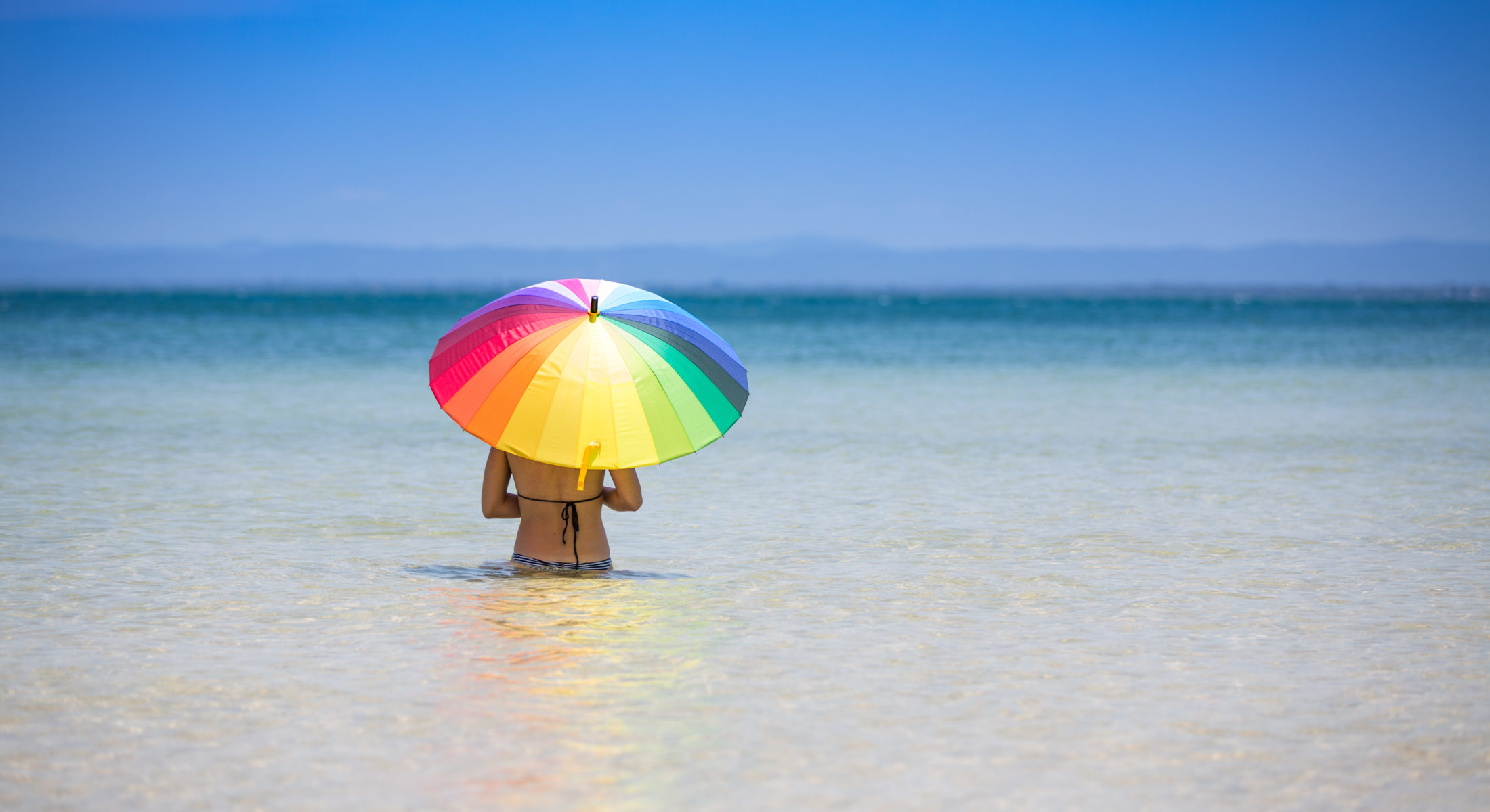 Rainbow Umbrella Bribie Island Beach Moreton Bay Region
